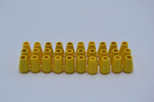 LEGO 30 x Kegel rund ohne Rille gelb Yellow Cone 1x1 without Top Groove 4589