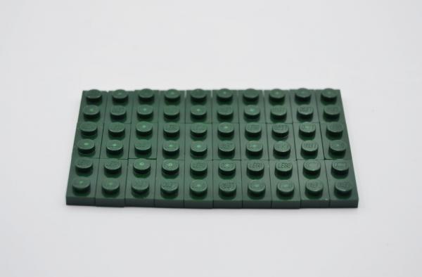 LEGO 30 x Basisplatte Bauplatte dunkelgrÃ¼n Dark Green Basic Plate 1x2 3023 