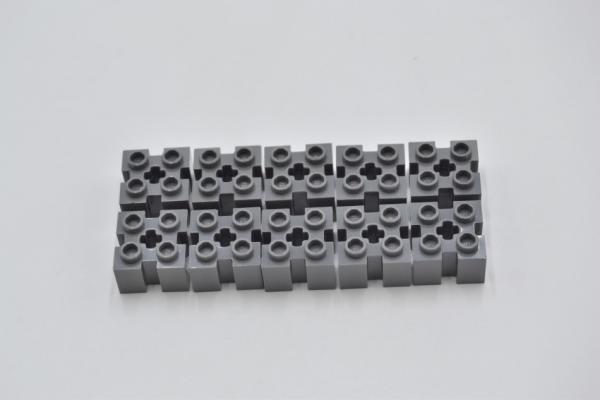 LEGO 10 x Stein neues dunkelgrau Dark Bluish Gray Brick 2x2 Grooves & Hole 90258