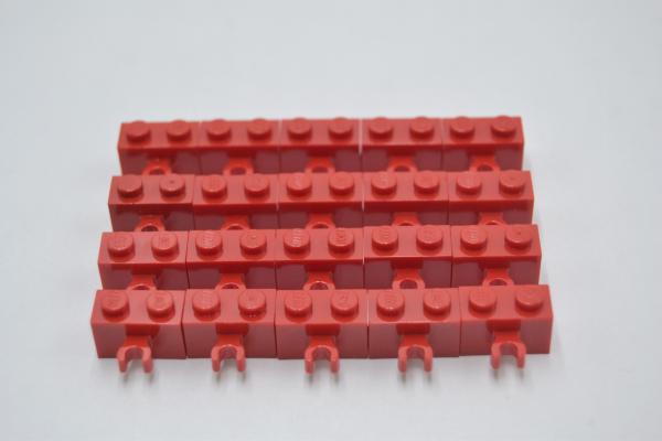 LEGO 20 x Stein Vertikal Clip rot Red Brick 1x2 with Open O Clip Thick 30237b