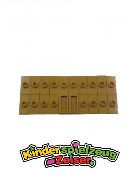 LEGO 20 x Fliese mit Noppe Pearl Gold Plate Modified 1x2 w. 1 Stud Groove 15573