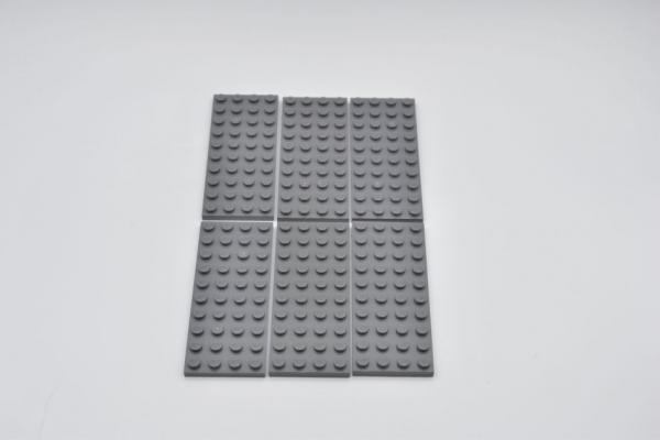 LEGO 6 x Basisplatte neues dunkelgrau Dark Bluish Gray Plate 4x10 3030