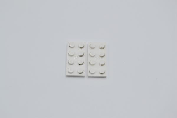LEGO 2 x Kontaktplatte weiÃŸ White Electric Plate 2x4 with Contacts 4757