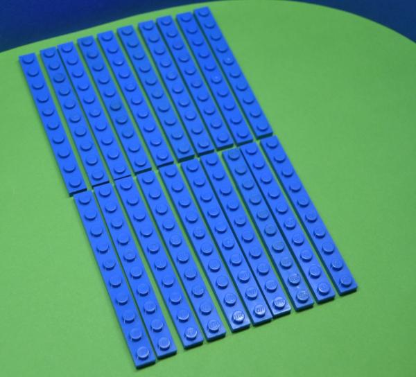 LEGO 20 x Basisplatte Bauplatte Grundplatte blau Blue Basic Plate 1x10 4477
