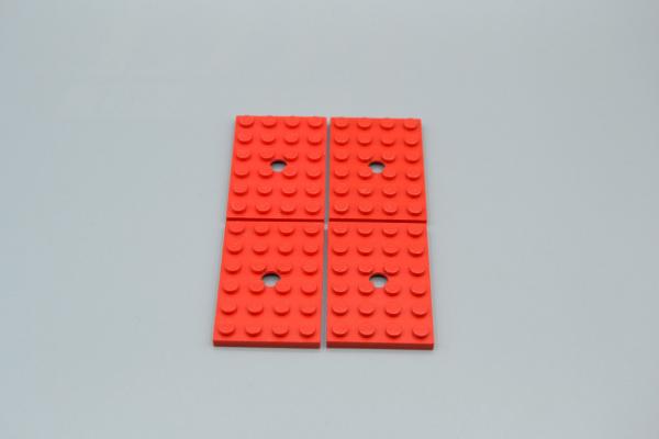 LEGO 4 x Bauplatte mit Loch rot Red Plate Modified 4x6 with Hole 709
