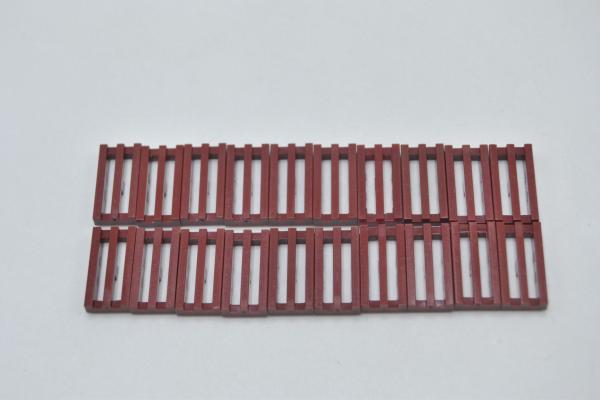 LEGO 20 x Gitterfliese dunkelrot Dark Red Tile 1x2 Grille Bottom Groove 2412b