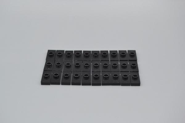 LEGO 30 x Fliesen Noppe schwarz Black Plate Modified 1x2 with 1 Stud 3794a