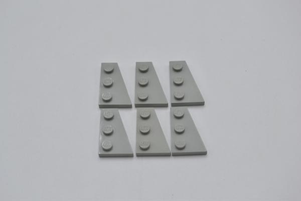 LEGO 6 x FlÃ¼gelplatte rechts althell grau Light Gray Wedge Plate 3x2 Right 43722