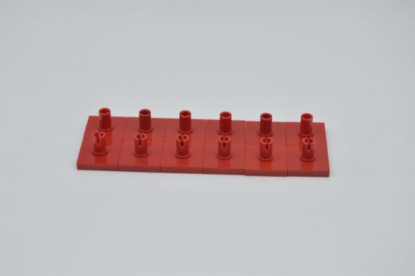 LEGO 12 x Platte mit Pin oben 2x2 rot red plate with pin 2460 246021