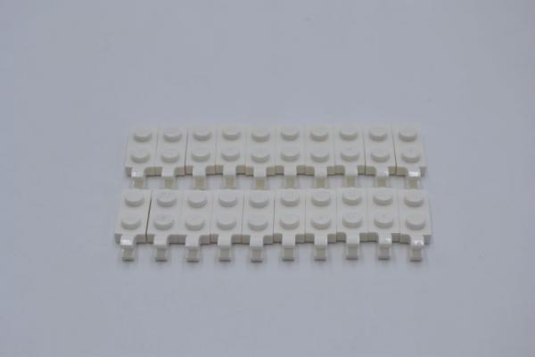 LEGO 20 x Scharnierplatte Clip weiÃŸ White Plate Modified 1x2 with Clip 63868