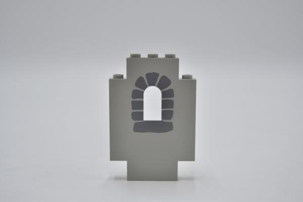 LEGO Burgmauer bedruckt althell grau Light Gray Panel 2x5x6 Wall Window 4444p01