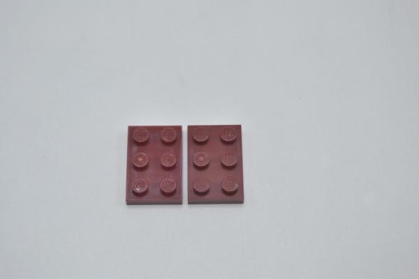 LEGO 2 x Basisplatte Bauplatte dunkelrot Dark Red Basic Plate 2x3 3021 4177047