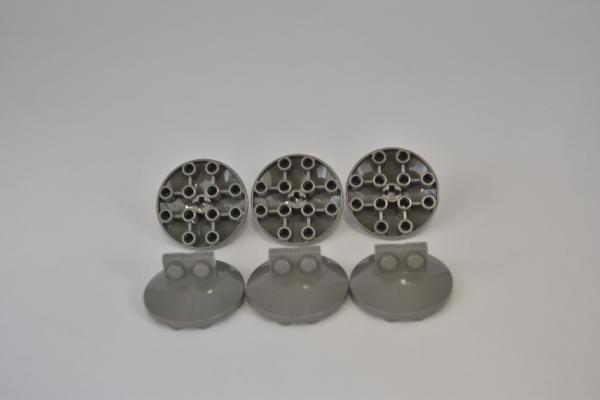 LEGO 6 x Halterung alt dunkelgrau Dark Gray Bracket 1x2 4x4 Round Dish 30209