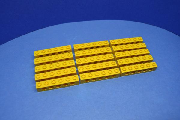 LEGO 15 x Lochstein Lochbalken gelb Yellow Technic Brick 1x6 with Holes 3894