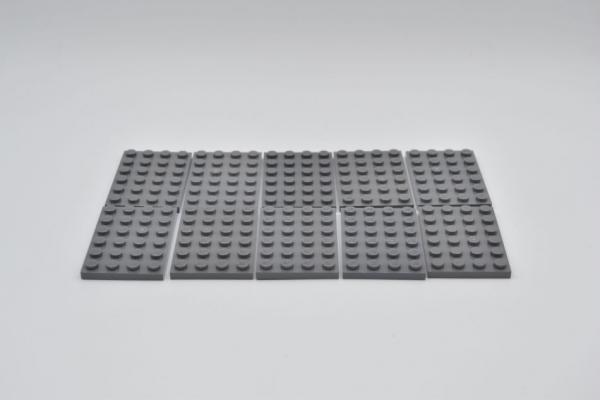 LEGO 10 x Basisplatte neues dunkelgrau Dark Bluish Gray Plate 4x6 3032 