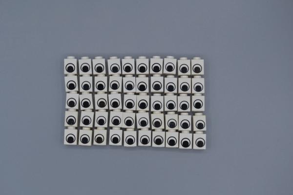 LEGO 50 x Stein 1x1 bedruckt Auge weiß white printed brick 3005pe1