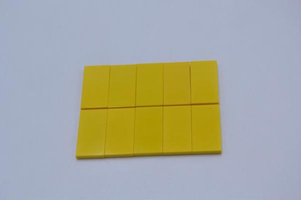 LEGO 10 x Fliese Platte glatt gelb Yellow Basic Tile 2x4 87079