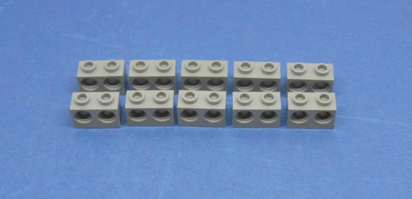 LEGO 10 x Technik Technic Lochstein 1x2 althell grau 2 LÃ¶cher hole brick 32000