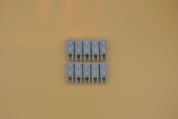 LEGO 10 x Scharnier 1x2 mit 2 Finger neuhell grau newlight grey fork 30365