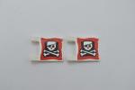 LEGO 2 x Flagge weiÃŸ White Flag 2x2 Square with Skull and Crossbones 2335pb008