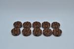 LEGO 10 x Rundstein alt braun Brown Brick Round 4x4 4 Side Pin Axle Holes 6222